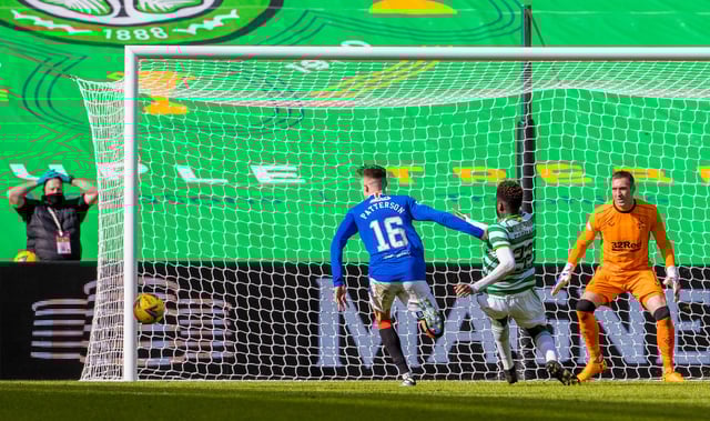 Celtic's Odsonne Edouard with one of the glaring misses that thwarted his team's hopes of derby victory. (Photo by Alan Harvey / SNS Group)