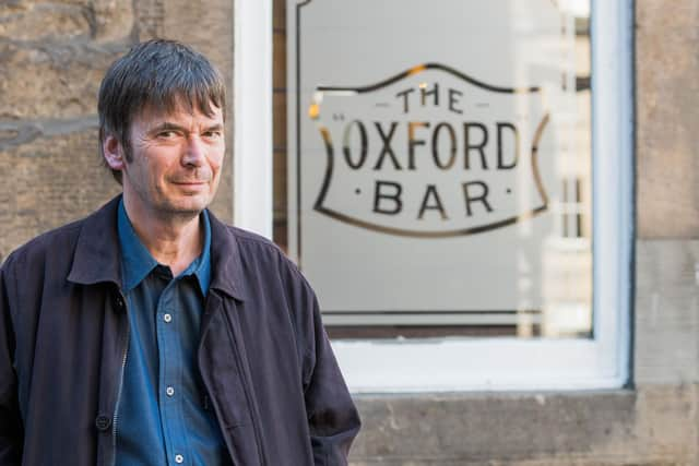 Edinburgh-based crime writer Ian Rankin outside the Oxford Bar.