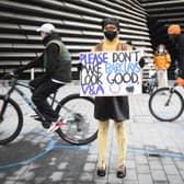 Extinction Rebellion protesters outside the V&A in Dundee