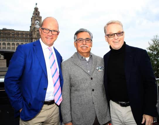 Guy Kinnings, left, and Keith Pelley, right pictured with Dr Pawan Munjal, chairman of Hero MotoCorp, during the Hero Challenge in Liverpool in 2019. Picture: Andrew Redington/Getty Images.