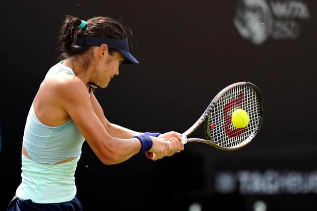 Emma Raducanu in action against Viktorija Golubic on day four of the Rothesay Open 2022 at Nottingham Tennis Centre.