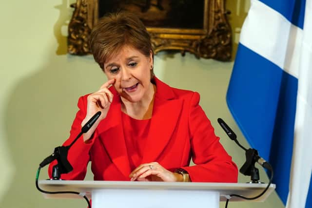 Nicola Sturgeon announcing her resignation as First Minister at a Bute House press conference on 15 February