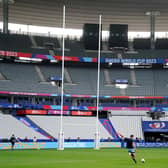Argentina's Emiliano Boffelli goes through his kicking practice ahead of the Rugby World Cup semi-final against New Zealand.