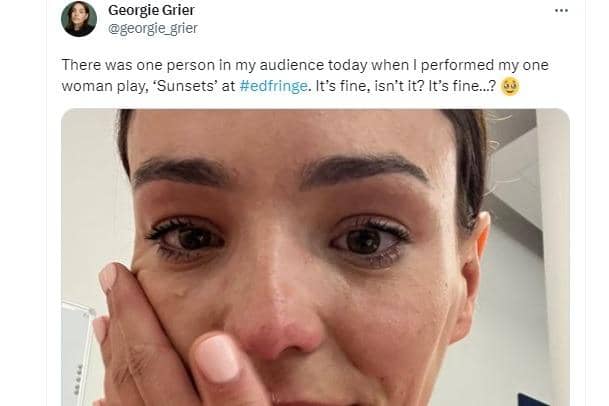 There was one person in the audience for Georgie Grier's one woman play
