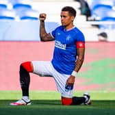 Rangers captain James Tavernier taking the knee prior to a game. Picture: SNS