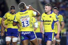 Finn Russell, right, kicked eight points for Bath in their win over Newcastle Falcons.