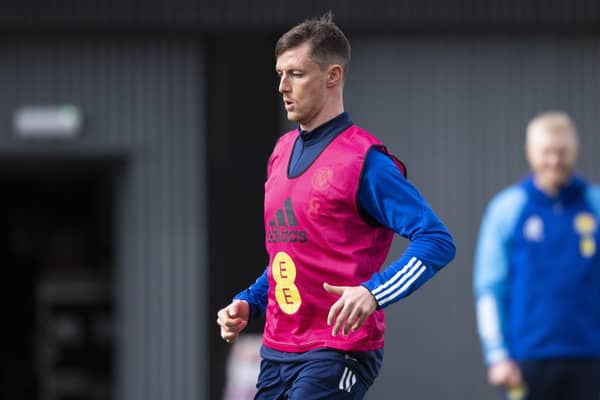 Blackburn Rovers defender Dominic Hyam is put through his paces at a first Scotland training session , with the late call-up now in the mix for Saturday's Euro 2024 qualifying opener at home to Cyprus. (Photo by Ross MacDonald / SNS Group)