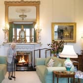 The Queen was photographed in Balmoral's drawing room on Tuesday before receiving Liz Truss. Picture: Jane Barlow/PA Wire