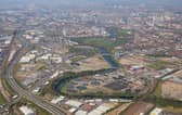 An aerial view of urban regeneration company Clyde Gateway
