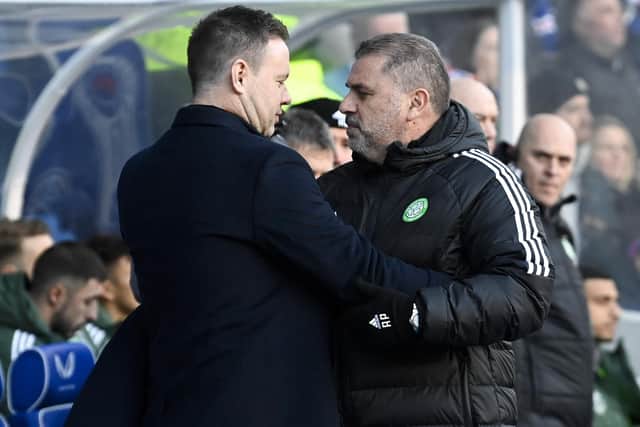 Rangers manager Michael Beale (left) and Celtic boss Ange Postecoglou are closing in on January transfer targets.  (Photo by Rob Casey / SNS Group)