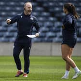 Head coach Bryan Easson during a Scotland women's rugby training session at BT Murrayfield ahead of the Ireland.