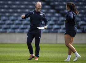 Head coach Bryan Easson during a Scotland women's rugby training session at BT Murrayfield ahead of the Ireland.