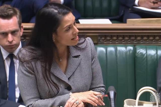Home Secretary Priti Patel making a statement to MPs in the House of Commons