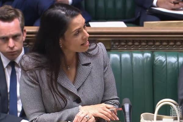 Home Secretary Priti Patel making a statement to MPs in the House of Commons