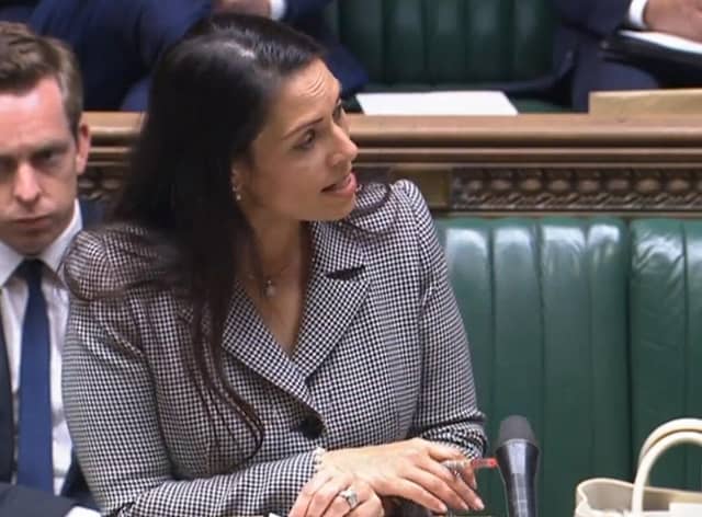 Home Secretary Priti Patel making a statement to MPs in the House of Commons