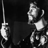 King Charles III, then the Prince of Wales, acting as "Macbeth" in a Gordonstoun School production. The Queen and Duke of Edinburgh joined other parents of the boys to watch the final performance.