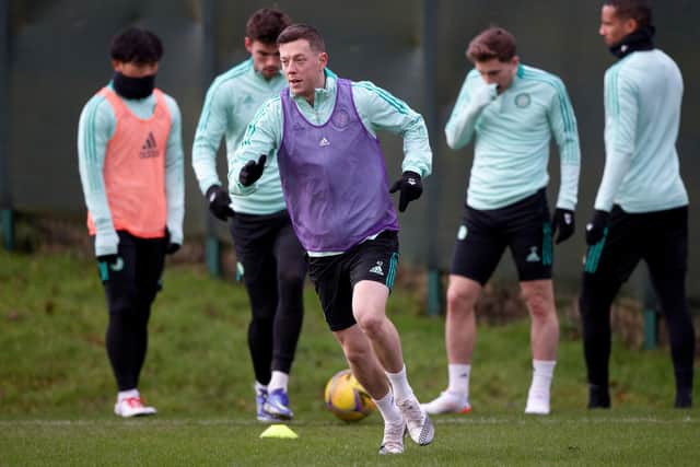 Celtic captain Callum McGregor trains ahead of Wednesday's match against Aberdeen.