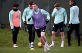 Celtic captain Callum McGregor trains ahead of Wednesday's match against Aberdeen.