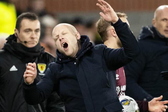 Hearts manager Steven Naismith shows his frustration on the touchline during the 1-0 defeat to Rangers at Tynecastle. (Photo by Alan Harvey / SNS Group)
