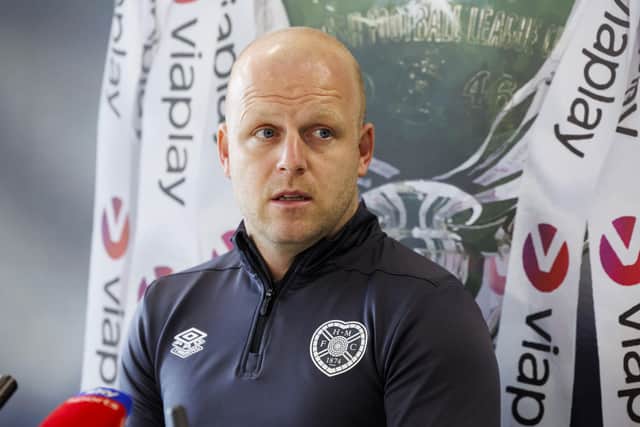 Steven Naismith will hope to guide Hearts to the Viaplay Cup final on Sunday.