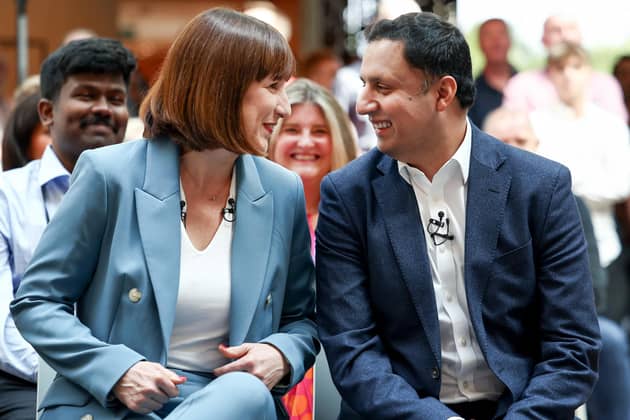 Rachel Reeves and Scottish Labour leader Anas Sarwar hold a Q&A with staff at RBS in Edinburgh. Picture: Jeff J Mitchell/Getty Images