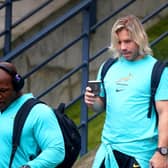 South Africa's Faf de Klerk arrives for a team run at the Stade des Fauvettes, Domont, ahead of their semi-final against England.