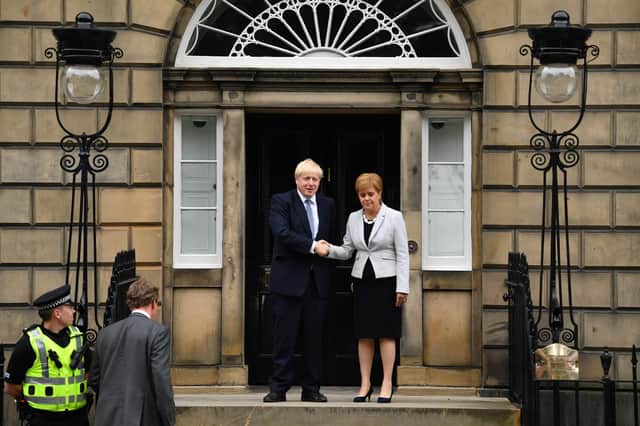 Relations between the respective governments of Nicola Sturgeon and Boris Johnson - pictured here at Bute House - have been frosty at the best of times