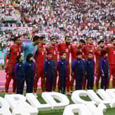 The Iran players refused to sing the national anthem. (Photo by Matthias Hangst/Getty Images)