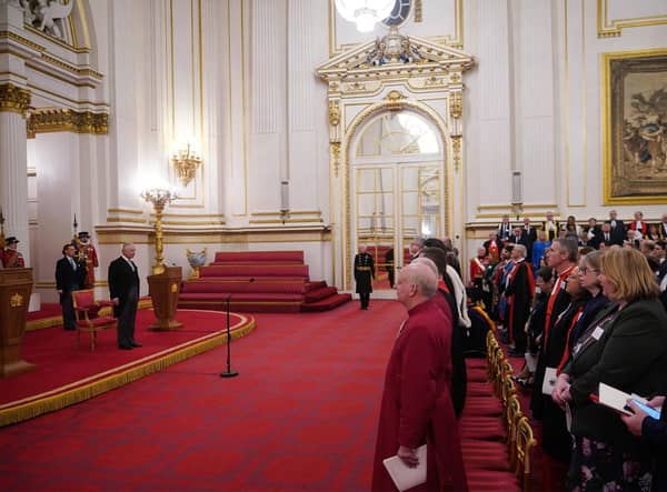 King Charles III attends a presentation of loyal addresses by the privileged bodies, at a ceremony at Buckingham Palace on Thursday, March 9 (Picture: Yui Mok/PA)