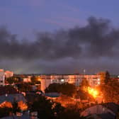 Black smoke billows over the city of Lviv, in western Ukraine, far from the frontlines, after Russian drone strikes earlier this month (Picture: Yuriy Dyachyshyn/AFP via Getty Images)