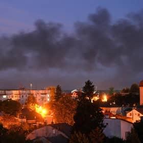 Black smoke billows over the city of Lviv, in western Ukraine, far from the frontlines, after Russian drone strikes earlier this month (Picture: Yuriy Dyachyshyn/AFP via Getty Images)