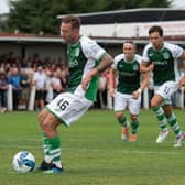 Hibs' Aiden McGeady misses a penalty.