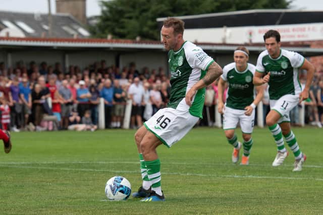 Hibs' Aiden McGeady misses a penalty.