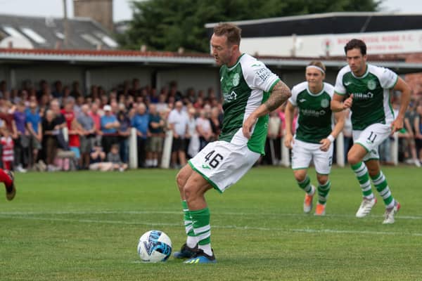 Hibs' Aiden McGeady misses a penalty.