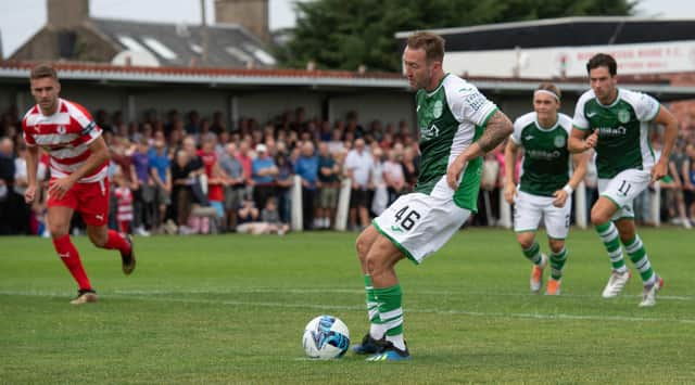 Hibs' Aiden McGeady misses a penalty.