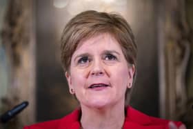 First Minister Nicola Sturgeon speaking during the press conference at Bute House as she resigned as First Minister. Picture: Jane Barlow/PA