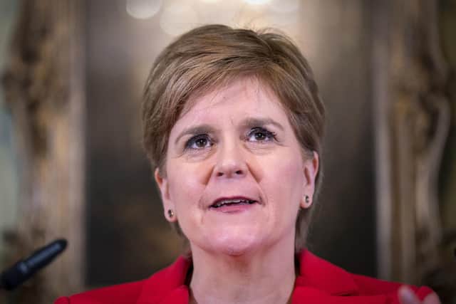 First Minister Nicola Sturgeon speaking during the press conference at Bute House as she resigned as First Minister. Picture: Jane Barlow/PA