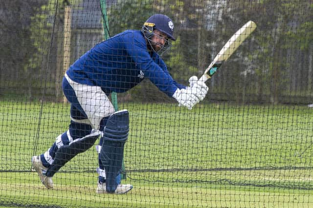 Oli Hairs practises at Goldenacre as Scotland gear up for the new season. Picture: Lisa Ferguson