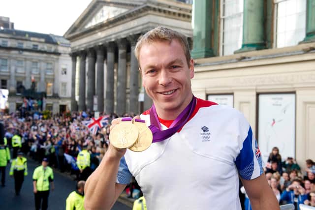 Chris Hoy at the London 2012 Olympic and Paralympic Homecoming Celebration Parade through Glasgow.