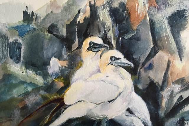 Annie Broadley's painting 'Bass Rock Gannets'