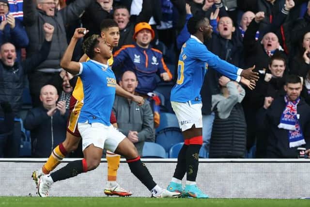 Rangers have experienced frustration in front of goal in their last two league games with a poor conversion rate of chances created. Alfredo Morelos and Fashion Sakala are pictured reacting to a goal disallowed for offside against Motherwell on Sunday. (Photo by Craig Williamson / SNS Group)