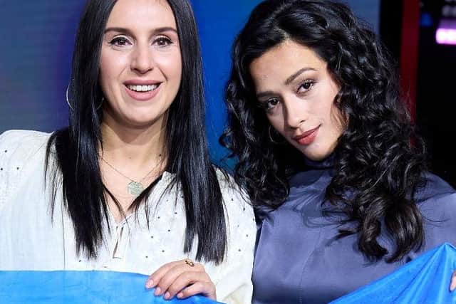 Ukrainian singer Jamala with Spanish singer Chanel Terrero earlier this year.