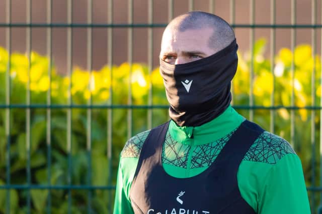 Alex Gogic in training ahead of Hibs' midweek Premiership match against St Mirren. Photo by Mark Scates / SNS Group