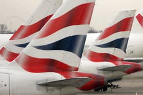 Tail fins of British Airways' aircraft parked at Terminal One of London's Heathrow Airport.  Picture: Tim Ockenden/PA Wire
