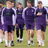 Hibs' players prepare for Wednesday's match against St Mirren