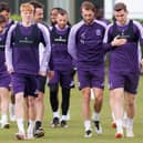 Hibs' players prepare for Wednesday's match against St Mirren