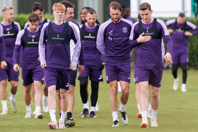 Hibs' players prepare for Wednesday's match against St Mirren