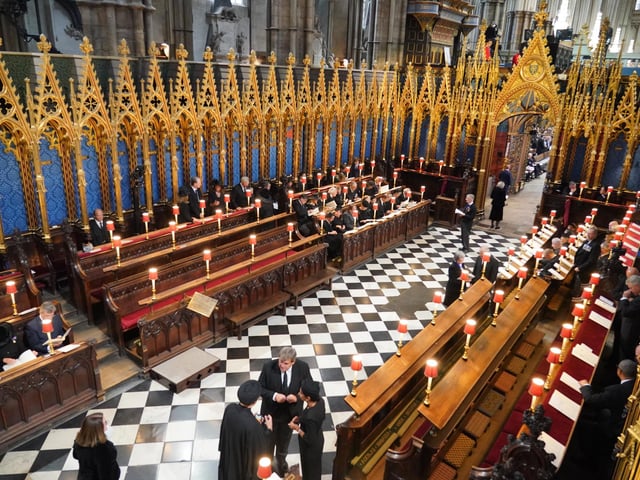 Guests take their seats at the State Funeral of Queen Elizabeth II, held at Westminster Abbey, London. Picture date: Monday September 19, 2022.