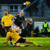 Dundee's Charlie Adam has a shot during the Scottish Cup tie against Dumbarton.