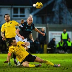 Dundee's Charlie Adam has a shot during the Scottish Cup tie against Dumbarton.